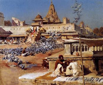 埃德溫 羅德 威尅斯 Feeding the Sacred Pigeons Jaipur